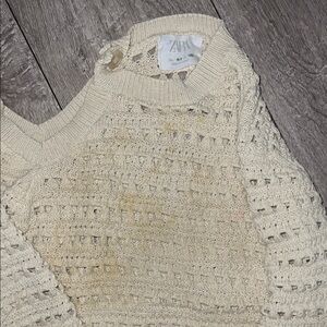 Zara Women's Cream Knit Sweater